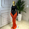 European and american cross-border women's fashion:  summer new arrival - elegant round neck, patchwork ruched bodycon long sleeve dress