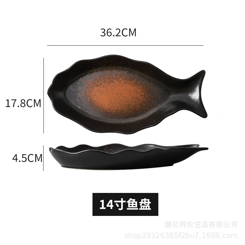 Fish plate ceramic steamed fish plate creative fish plate for home chopped pepper fish head special new arrival large fish plate wholesale