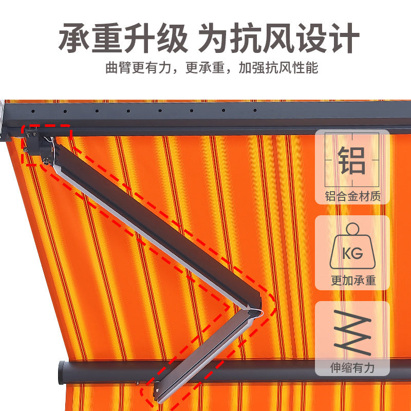 Double-sided electric retractable awning canopy - large area outdoor commercial tent for attractions - portable sun shelter