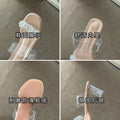 French rhinestone clear crystal heel sandals women's summer ankle strap chunky heel slippers high heel outdoor sandals