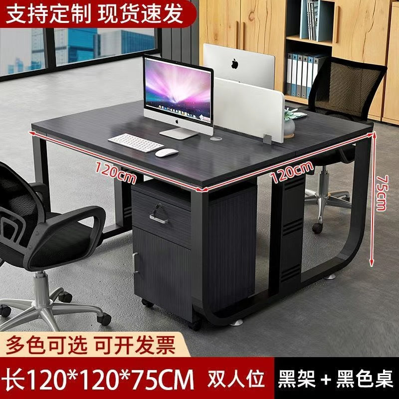 Modern minimalist office desk set - 4/6 workstation with partition, staff card seat, office desk and chair combination