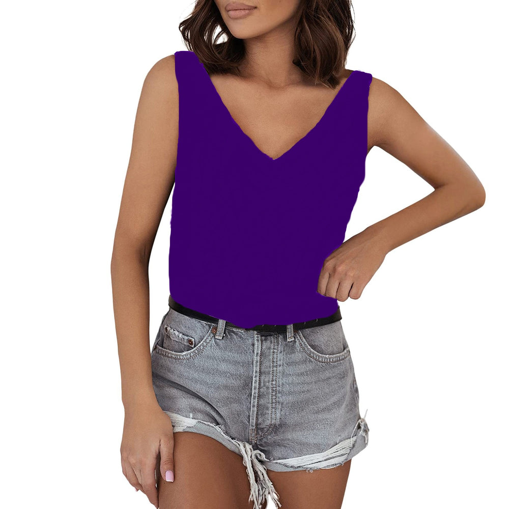 Ready-to-ship european and american style solid color satin tank top, v-neck casual camisole, sleeveless blouse, summer basic wholesale