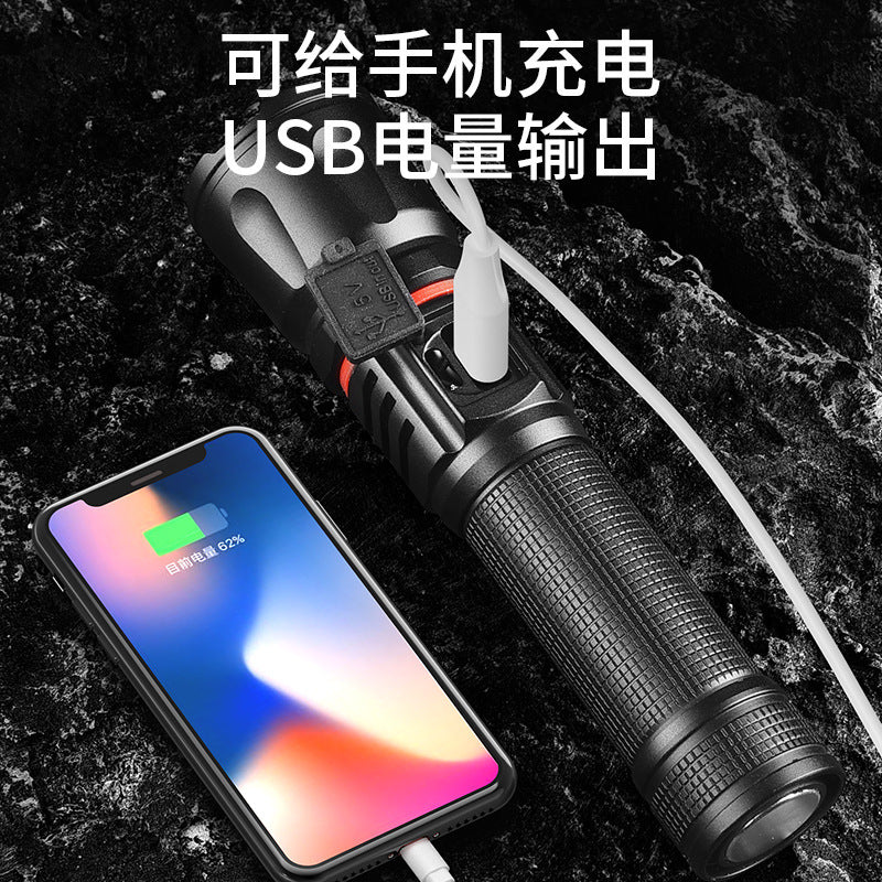 Cross-border new P50 + COB strong light flashlight Type-C charging with magnet multifunctional aluminum alloy flashlight