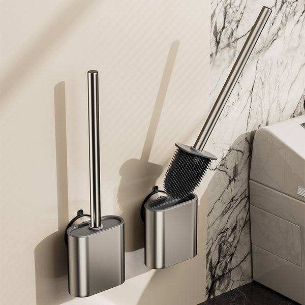 Suction cup, toilet brush, household no dead ends, wall-mounted silicone brush, bathroom free punching, cleaning and brushing toilet artifact