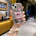 Three-dimensional wave electroplating suitable for apple 16pro cute cat mobile phone case iphonexr mirror flash diamond soft case