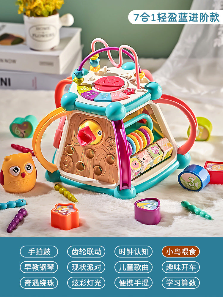 Baby multifunctional hand drum toy educational early education baby seven hexahedral music drum batch send gift