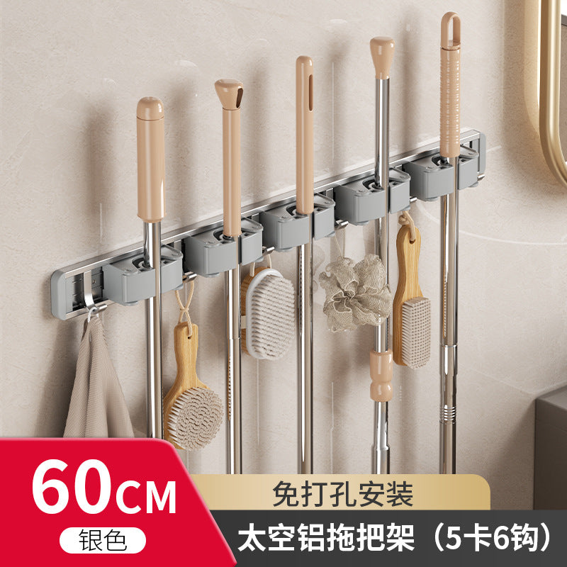 Powerful mop clip Wall hanging mop hook Fixed buckle artifact No punching toilet Bathroom storage broom rack
