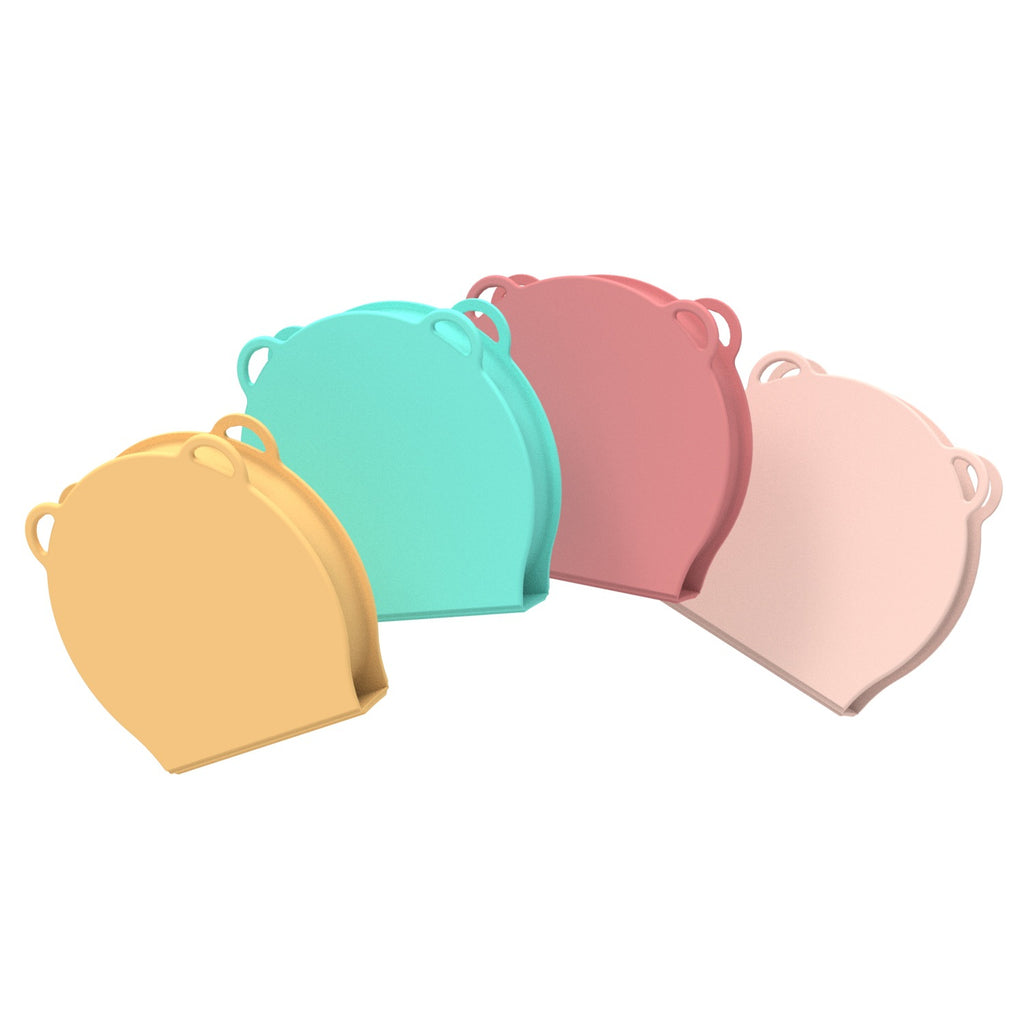 New baby silicone foldable plate bowl children's meal tray with fork and spoon outdoor travel children's silicone lunch box