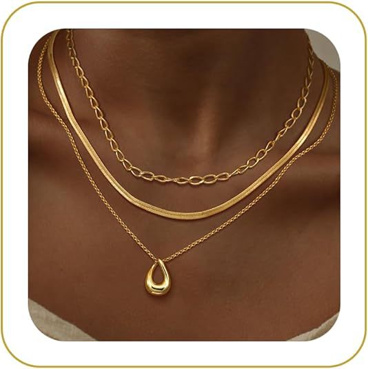 amazon round multi-layer necklace - minimalist, stylish, everyday wear, commute, casual, stackable, geometric choker - wholesale