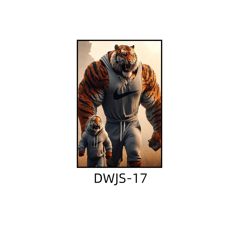 Gym decorative painting industrial style boxing hall hanging painting taekwondo martial arts hall fighting creative animal cartoon mural