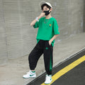 Boys' summer short-sleeve outfit: new  styles for older kids - trendy and stylish summer sportswear set for boys