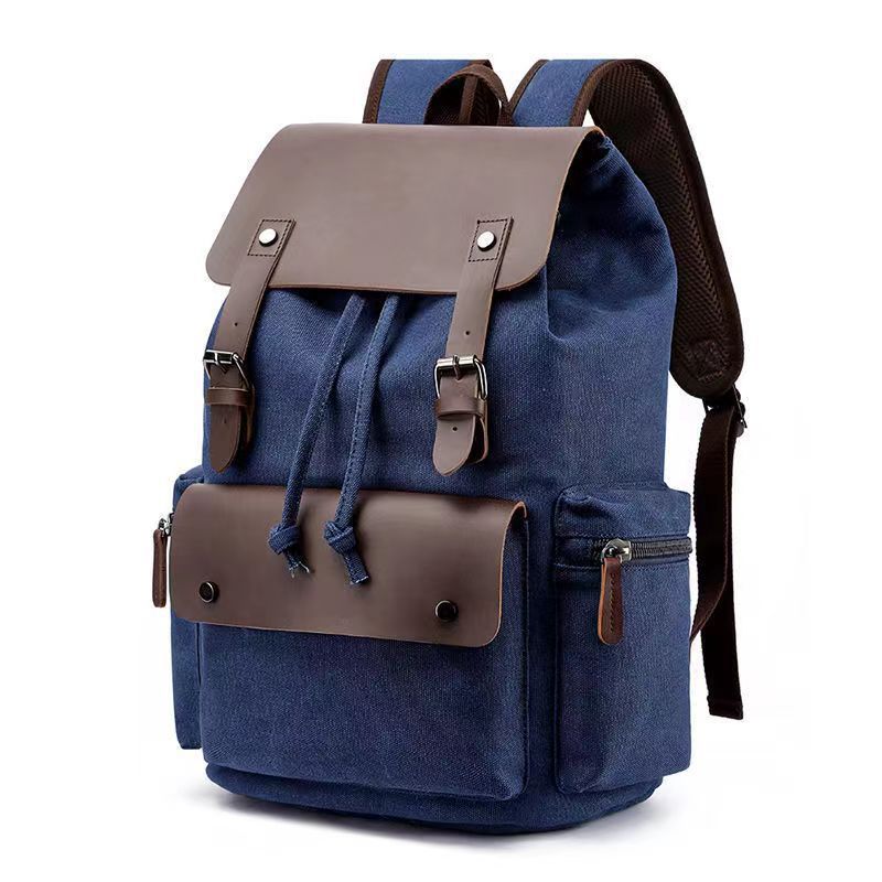 retro canvas backpack personalized fashion business travel computer bag drawstring double shoulder bag wholesale