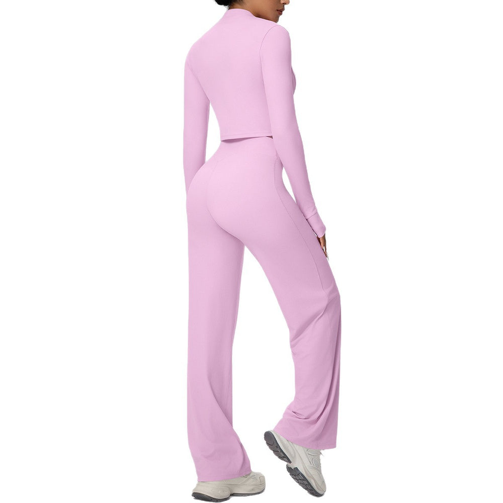 Cloud-feel quick-dry zip-up yoga set - high-waisted, slim-fit, outdoor casual running & fitness activewear for women