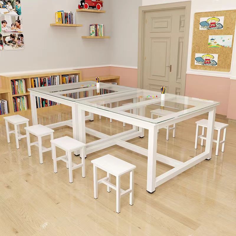 Kindergarten primary school students color desks and chairs children's studio training painting table art manual tutoring class