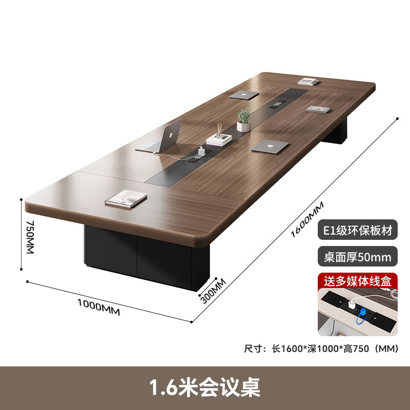 Modern minimalist conference table set - long table, chairs, and desk combination for meetings, negotiations, and employee training