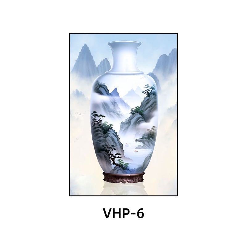 Blue and white porcelain decorative painting vase porcelain ceramic new Chinese style living room hanging painting hotel hotel restaurant box Chinese style