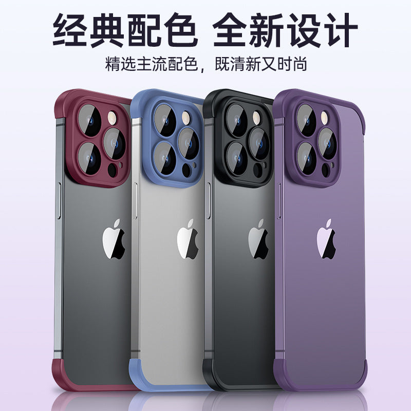 Suitable for iphone15pro with built-in glass lens film mobile phone case apple 14 corner pad tpu borderless protective case