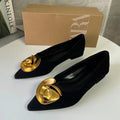 Za new 2024 spring/summer pointed-toe flat sandals for women - fashionable metal flower buckle detail, low-cut outdoor shoes