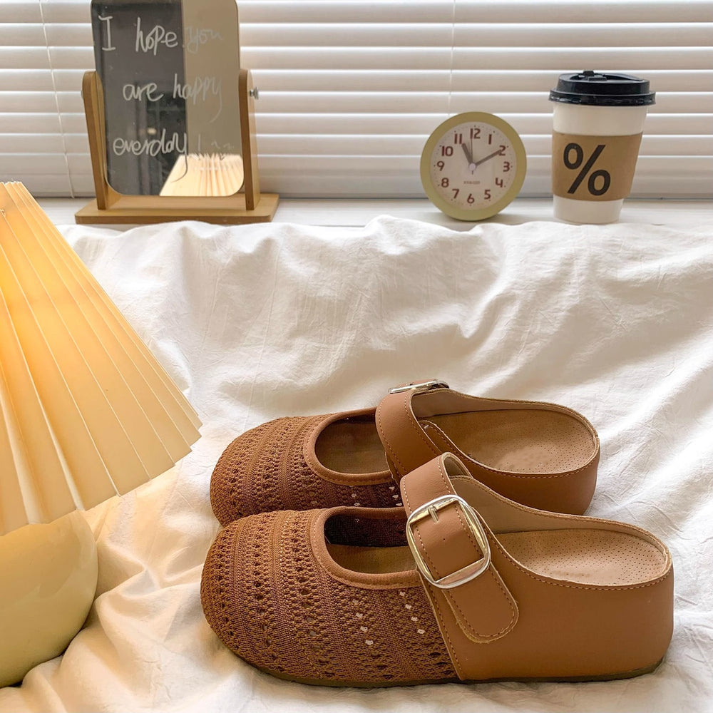 2026new arrivalthick solenet red toe half slippers women's outwear summer cut out sandals slip-on birkenstock slippers