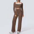 pure color double-piece nude tight high-elastic fake two-piece yoga suit sports running fitness two-piece set for women