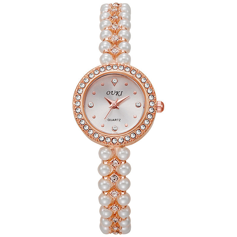 accessible luxury round water drop face pearl bracelet watch fashion handmade beaded gift elegant women's watch wholesale