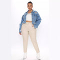 Bao style denim outwear women's new arrivalfashionfashion  ripped tops washed cut denim outwear