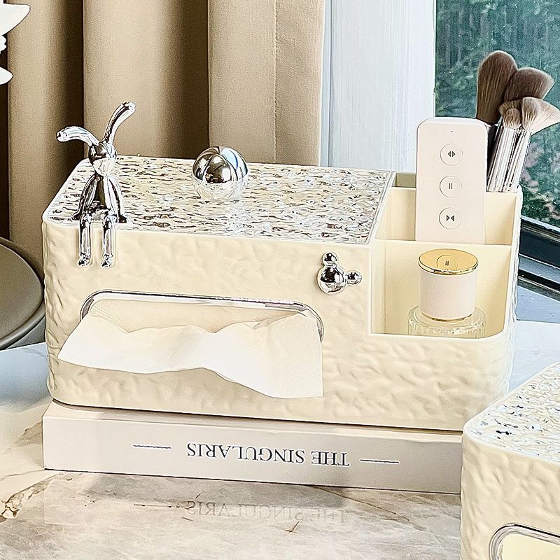 Multifunctional tissue box living room tissue box high-end light luxury for home coffee table classy remote control storage box creative