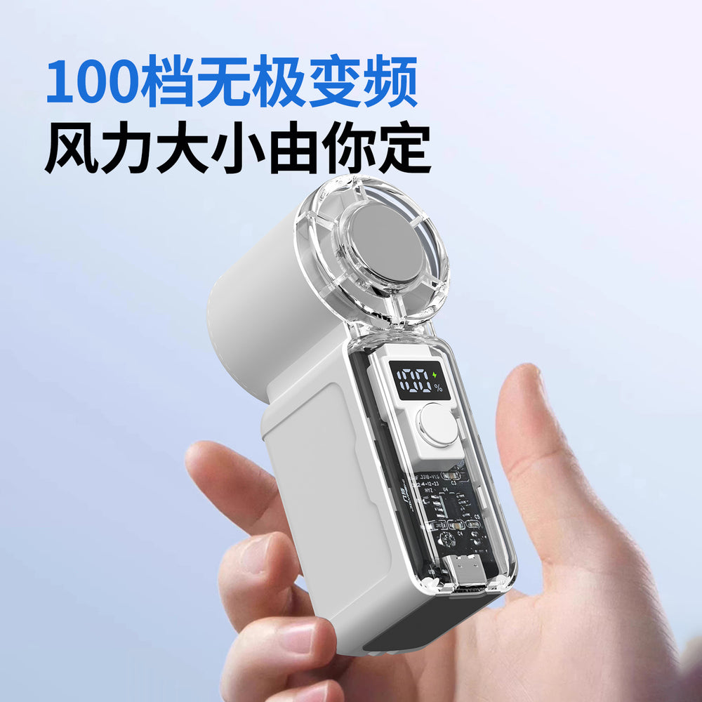 New cross-border transparent handheld fan - portable mini usb rechargeable student outdoor cooling fan with 100 speed settings