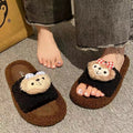 Fluffy slippers women's cartoon cute mickey mouse new autumn winter korean style comfortable home anti-slip cotton slippers women's outdoor wear