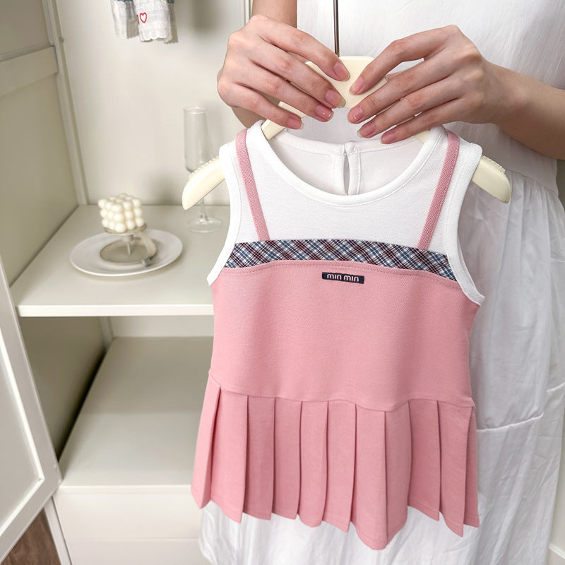 [summer clothing big sale free shipping] girls' fashionable children's suspender fake two-piece shorts summer  new style for children