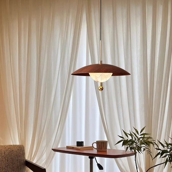 Restaurant chandelier French retro walnut smart lift touch sensor hover bar table line light 1