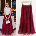 Fashionexport cross-border fashion high waistsweetlacepleated skirt long skirt a-line skirt slimming lookeasiest for matchwork clothing