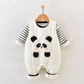 Newborn baby clothes autumn winter casual cartoon cotton-padded romper, super cute fleece-lined cotton two-piece set for baby boys