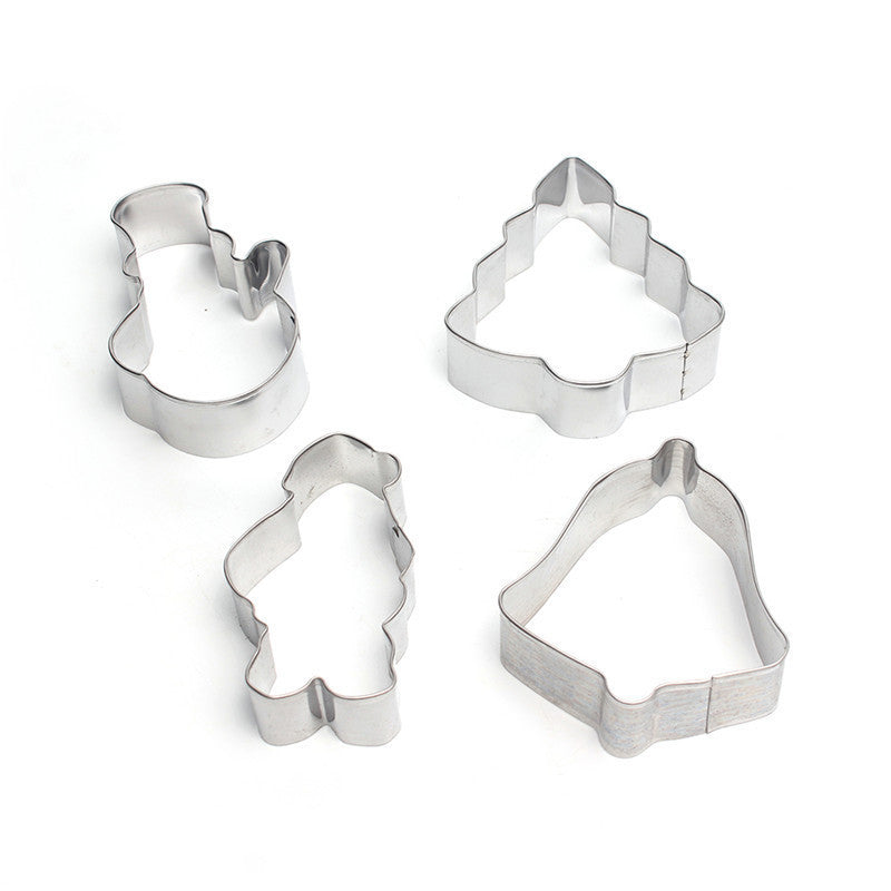 Factory direct christmas stainless steel cookie cutters - christmas tree & santa series - diy baking molds for cookies