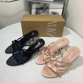 Za new 2024 round toe slingback high heel sandals - silk satin texture, bow accent, stiletto heel, open toe fashion heels