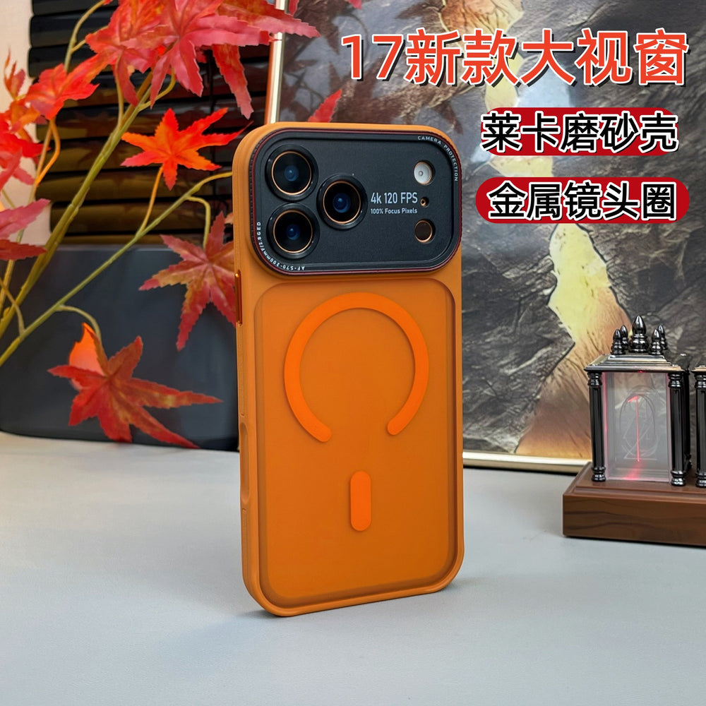 Lycra matte skin feel magnetic compatible iphone 17 case, iphone 16, iphone 15 large window premium protective cover