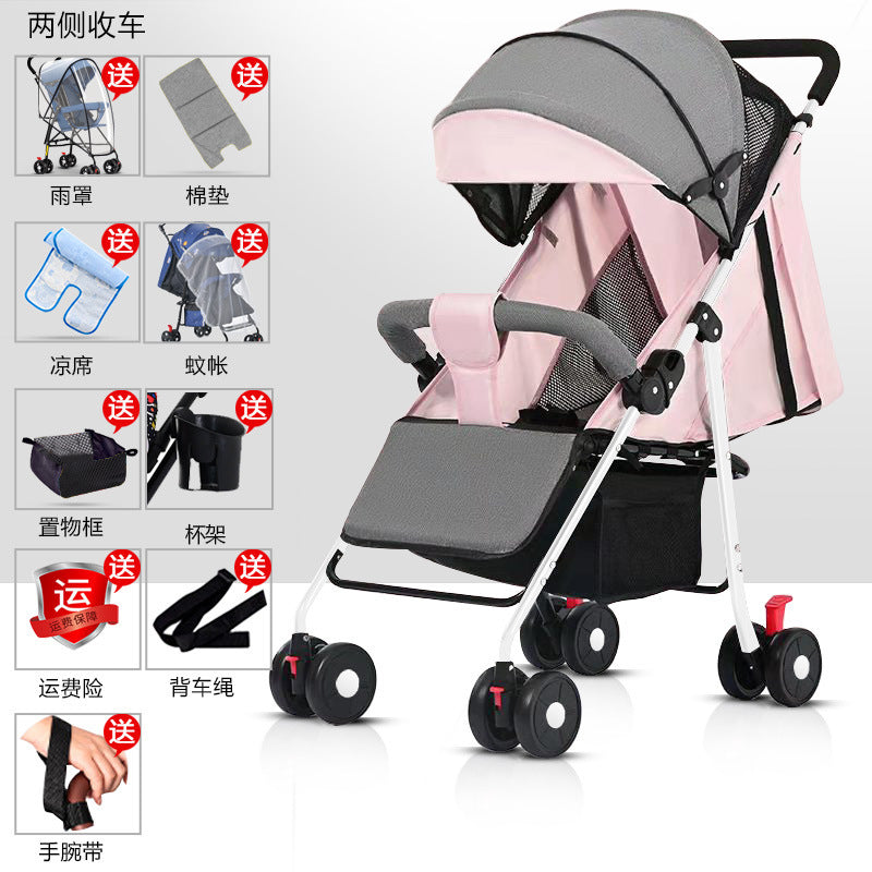 Baby stroller - convertible pushchair, lightweight & foldable, one-click fold, four-wheel design for easy walking, suitable for ages 0-3 years
