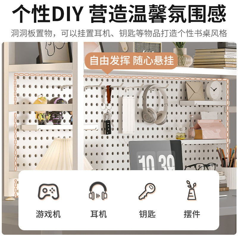 Desktop hole board wrought iron bookshelf, table shelf, dormitory layered storage rack, desk household finishing rack