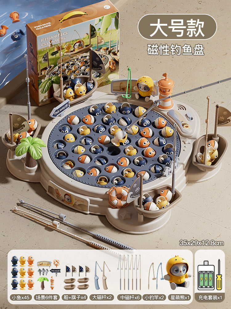 Kids electric magnetic fishing toy board game fishing platform fish pond fishing rod fishing puzzle family boy girl toy