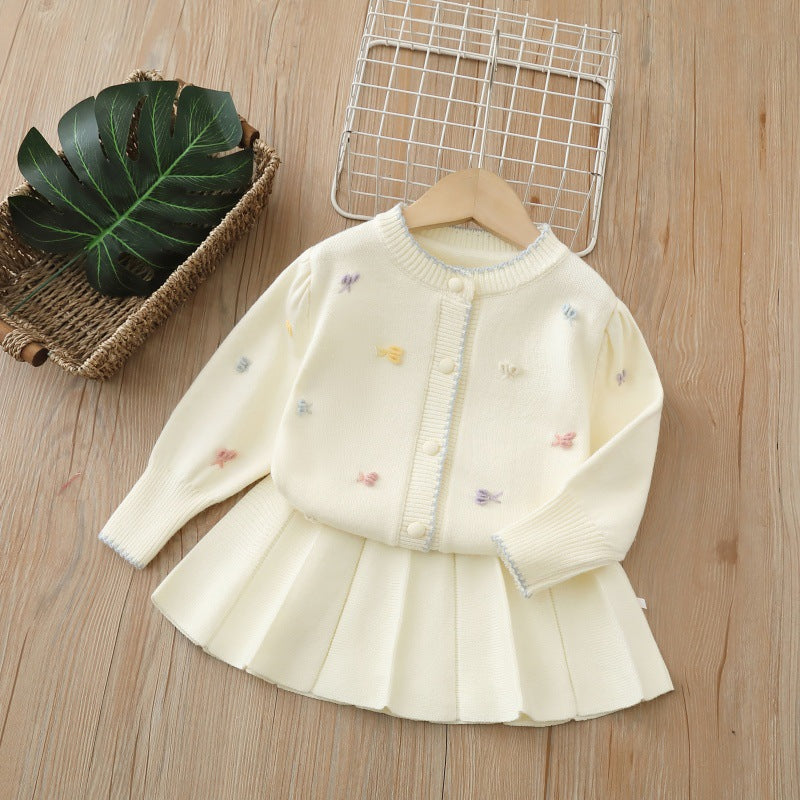Girls' sweater set:  autumn new collection - sweet two-piece outfit with skirt for little girls