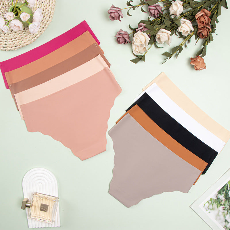 fashionplus size seamless wavy edge underwear for women soft breathable cotton ladies ice silk briefs wholesale