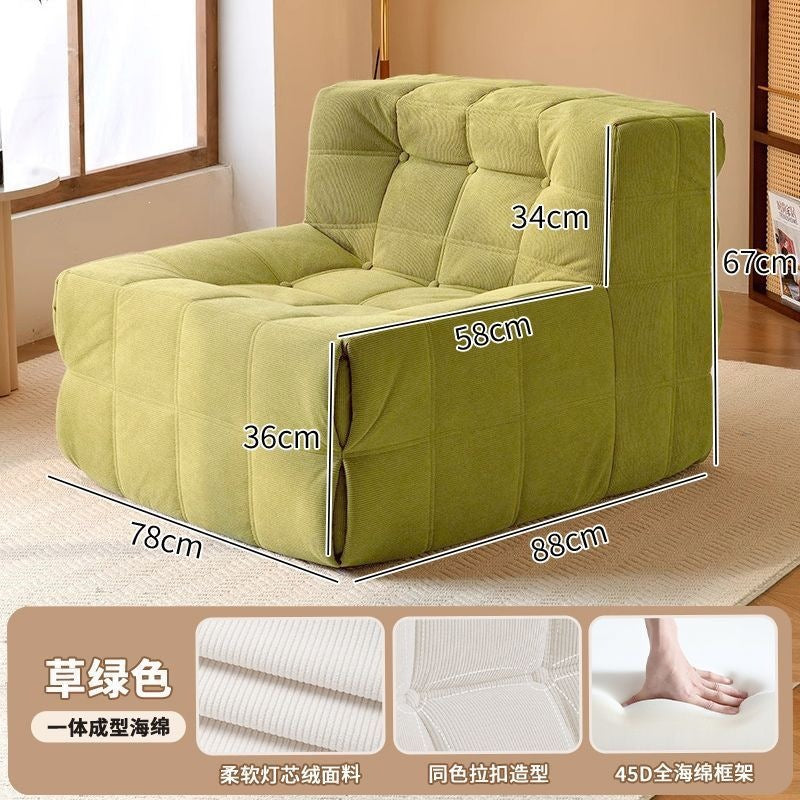 Beanbag sofa can lie down and sleep in the bedroom tatami living room balcony waffle grids caterpillar sofa single small sofa