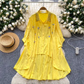Fashionfashionable heavy industry beading stereo flower shirt women's sense of design asymmetrical loose bat sleeve tops