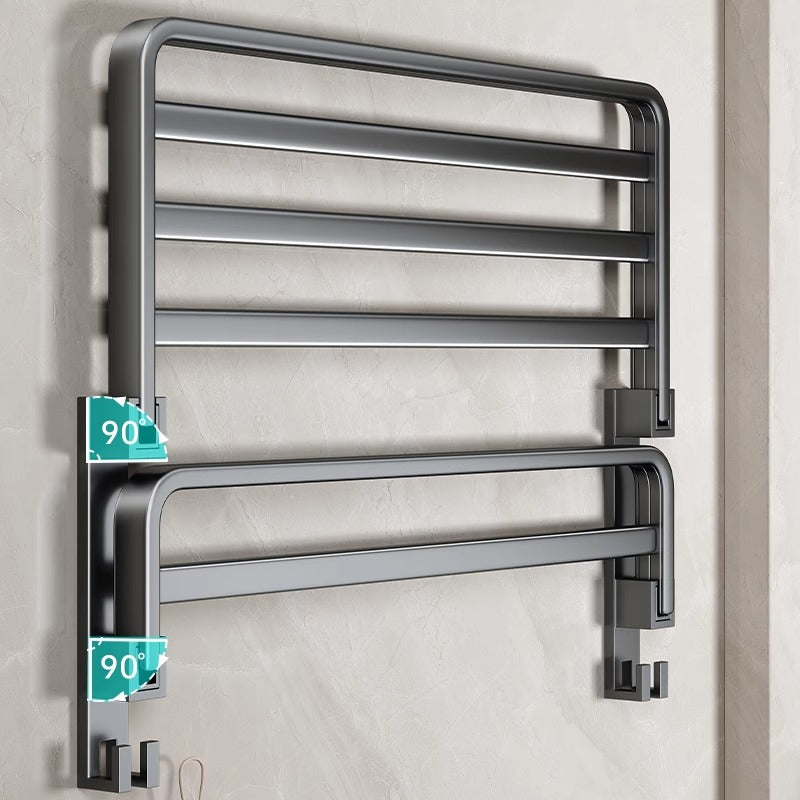 No punching gun gray towel storage rack bathroom space aluminum bath towel rack bathroom bathroom hardware pendant suit