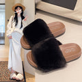 2025 fall/winter new collection: classic & stylish fuzzy one-strap cotton slippers - chunky sole, premium feel, women's outdoor slippers