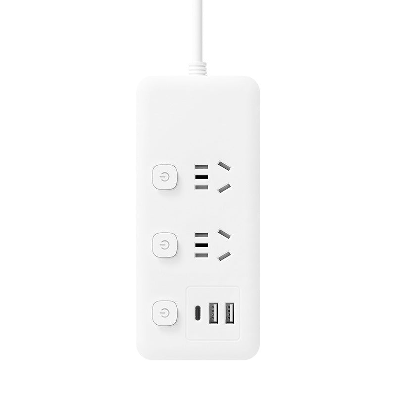 Smart power strip with 3 usb ports, multi-outlet power strip panel, multifunctional multi-outlet power strip, household power strip with cord