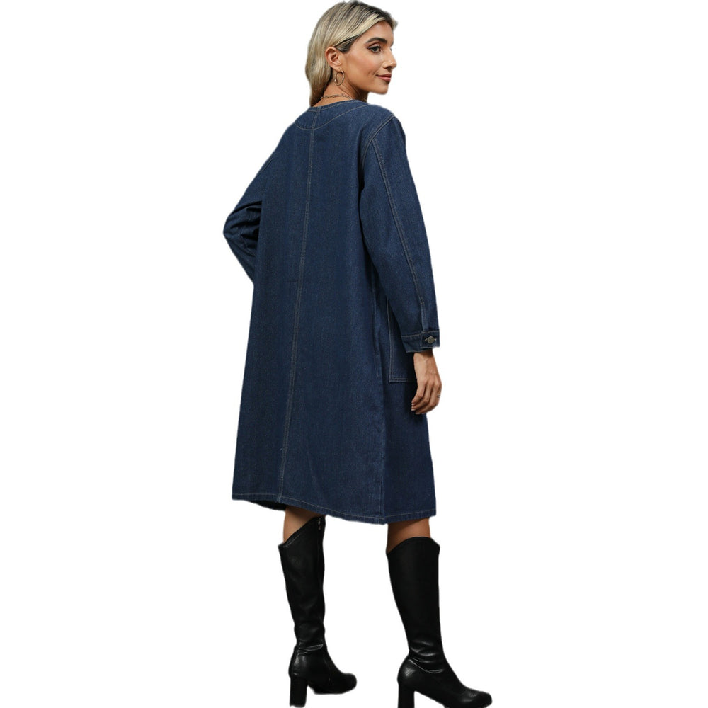 Fashion cross-border foreign trade women's clothing  independent station new washed denim long outwear windbreaker top cardigan trendy