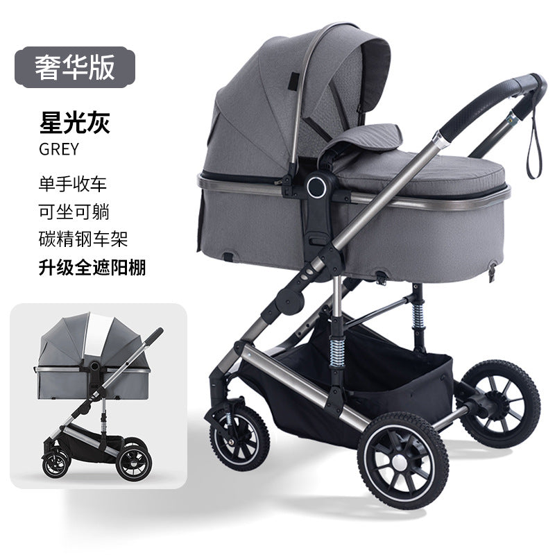High-view, two-way stroller - convertible pushchair, lightweight & foldable, four-wheel, all-season use