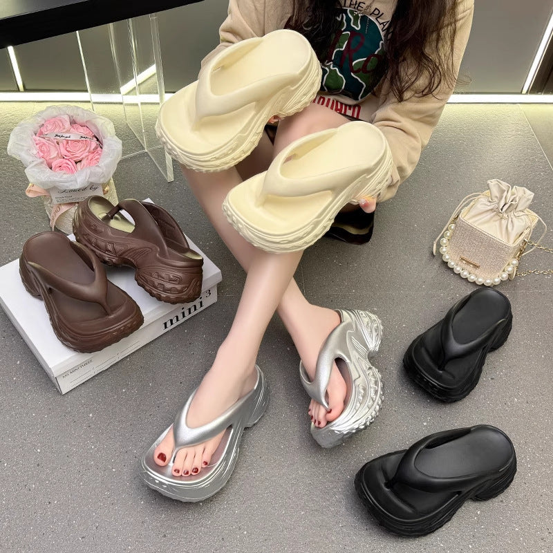 K-stylestylishplatform shoes bottom eva flip-flops women's spring summerpetitesthick sole sandals high-end flip-flops