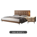 Chocolate leather bed - modern minimalist luxury wedding bed 1.8m - high-end bedroom double upholstered bed